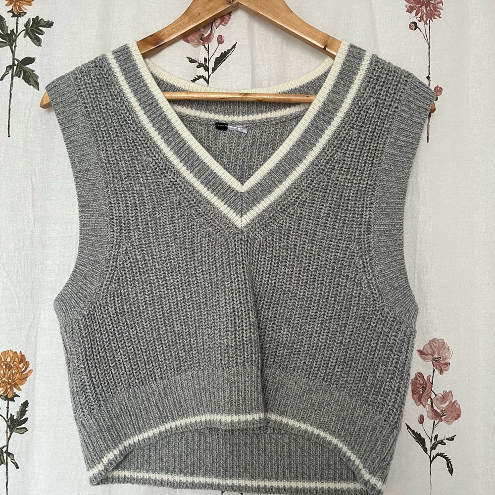 Gray V-Neck Women's Sweater Vest